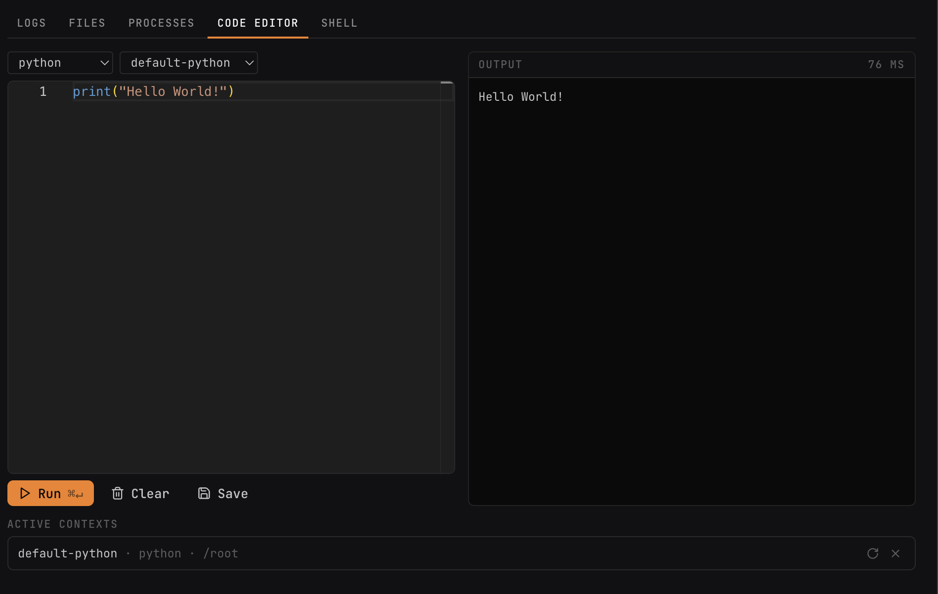 editing and running code in a sandbox from the dashboard
