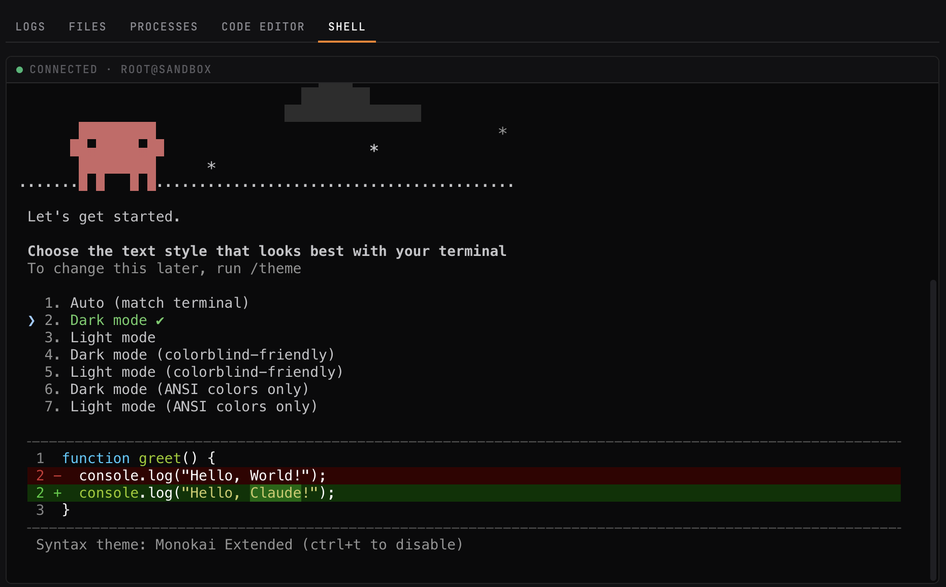 interactive shell into a sandbox microVM