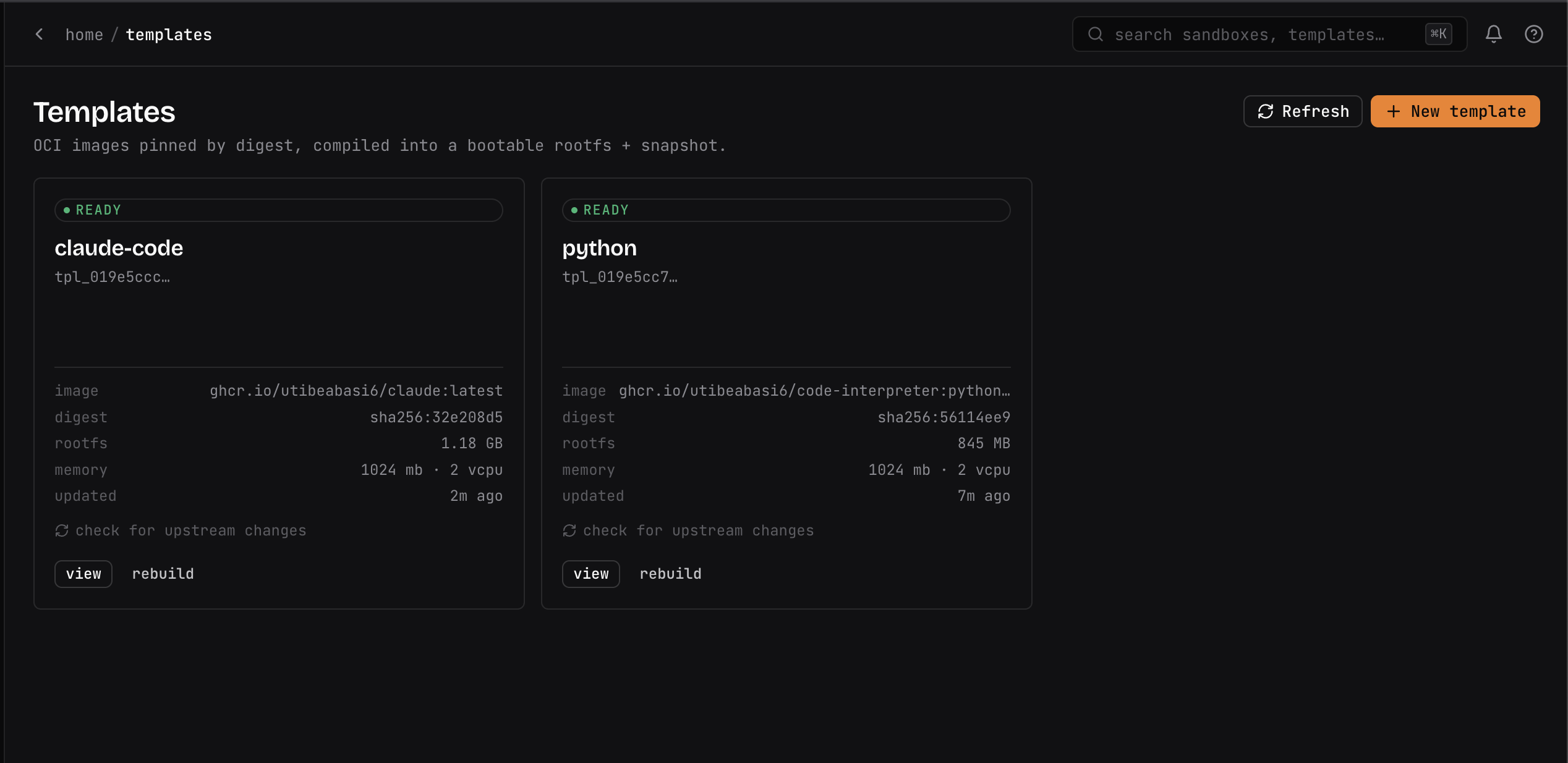 qbox templates built from OCI images